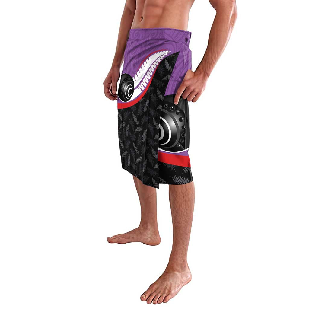 Aotearoa Lawn Bowls Lavalava Maori and Silver Fern Sporty Style Purple Color - Aussie Hoodie