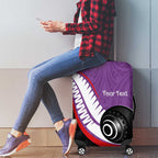 Personalised Aotearoa Lawn Bowls Luggage Cover Maori and Silver Fern Sporty Style Purple Color - Aussie Hoodie