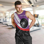 Personalised Aotearoa Lawn Bowls Men Tank Top Maori and Silver Fern Sporty Style Purple Color - Aussie Hoodie