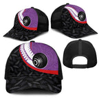 Aotearoa Lawn Bowls Mesh Trucker Cap Maori and Silver Fern Sporty Style Purple Color - Aussie Hoodie