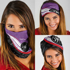 Personalised Aotearoa Lawn Bowls Neck Gaiter Maori and Silver Fern Sporty Style Purple Color - Aussie Hoodie