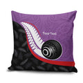 Personalised Aotearoa Lawn Bowls Pillow Cover Maori and Silver Fern Sporty Style Purple Color - Aussie Hoodie