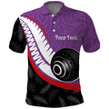 Personalised Aotearoa Lawn Bowls Polo Shirt Maori and Silver Fern Sporty Style Purple Color - Aussie Hoodie