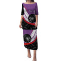 Personalised Aotearoa Lawn Bowls Puletasi Maori and Silver Fern Sporty Style Purple Color - Aussie Hoodie