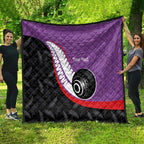 Personalised Aotearoa Lawn Bowls Quilt Maori and Silver Fern Sporty Style Purple Color - Aussie Hoodie