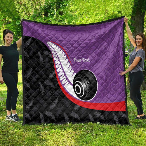 Personalised Aotearoa Lawn Bowls Quilt Maori and Silver Fern Sporty Style Purple Color - Aussie Hoodie
