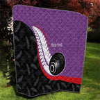 Personalised Aotearoa Lawn Bowls Quilt Maori and Silver Fern Sporty Style Purple Color - Aussie Hoodie
