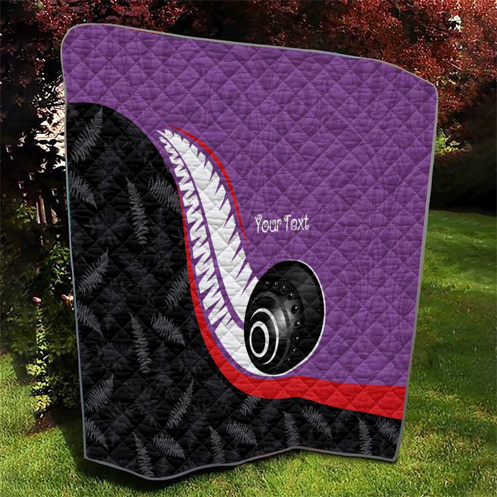 Personalised Aotearoa Lawn Bowls Quilt Maori and Silver Fern Sporty Style Purple Color - Aussie Hoodie