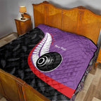 Personalised Aotearoa Lawn Bowls Quilt Maori and Silver Fern Sporty Style Purple Color - Aussie Hoodie