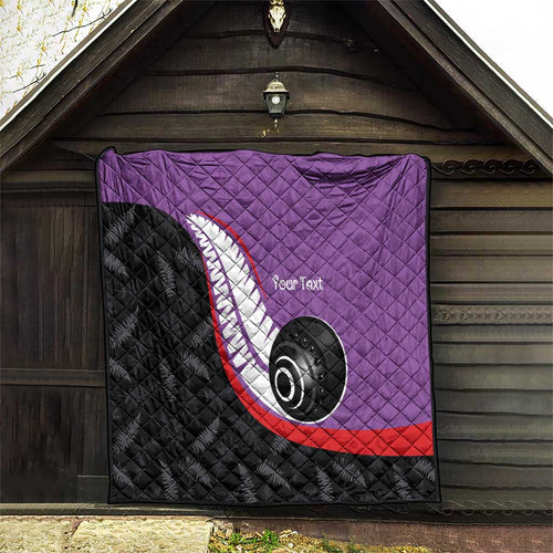 Personalised Aotearoa Lawn Bowls Quilt Maori and Silver Fern Sporty Style Purple Color - Aussie Hoodie