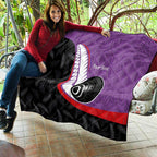 Personalised Aotearoa Lawn Bowls Quilt Maori and Silver Fern Sporty Style Purple Color - Aussie Hoodie