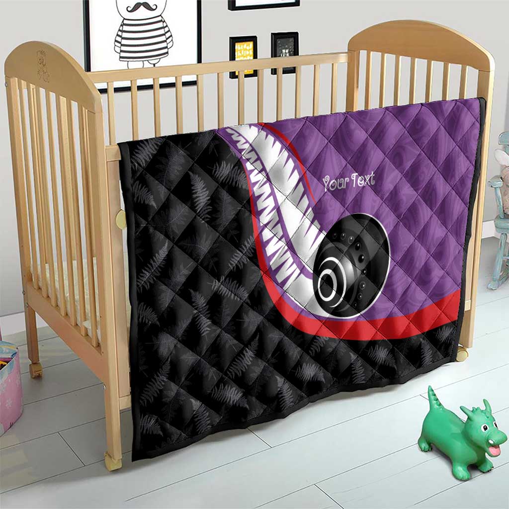 Personalised Aotearoa Lawn Bowls Quilt Maori and Silver Fern Sporty Style Purple Color - Aussie Hoodie