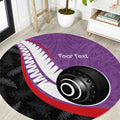 Personalised Aotearoa Lawn Bowls Round Carpet Maori and Silver Fern Sporty Style Purple Color - Aussie Hoodie