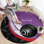 Personalised Aotearoa Lawn Bowls Round Carpet Maori and Silver Fern Sporty Style Purple Color - Aussie Hoodie