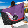 Personalised Aotearoa Lawn Bowls Sarong Maori and Silver Fern Sporty Style Purple Color - Aussie Hoodie