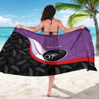 Personalised Aotearoa Lawn Bowls Sarong Maori and Silver Fern Sporty Style Purple Color - Aussie Hoodie