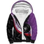 Personalised Aotearoa Lawn Bowls Sherpa Hoodie Maori and Silver Fern Sporty Style Purple Color - Aussie Hoodie