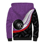 Personalised Aotearoa Lawn Bowls Sherpa Hoodie Maori and Silver Fern Sporty Style Purple Color - Aussie Hoodie