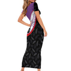 Personalised Aotearoa Lawn Bowls Short Sleeve Bodycon Dress Maori and Silver Fern Sporty Style Purple Color - Aussie Hoodie