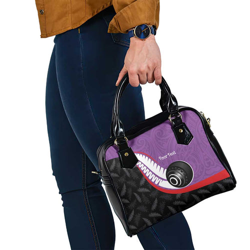 Personalised Aotearoa Lawn Bowls Shoulder Handbag Maori and Silver Fern Sporty Style Purple Color - Aussie Hoodie