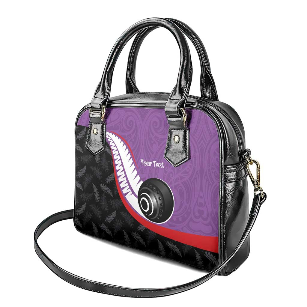Personalised Aotearoa Lawn Bowls Shoulder Handbag Maori and Silver Fern Sporty Style Purple Color - Aussie Hoodie