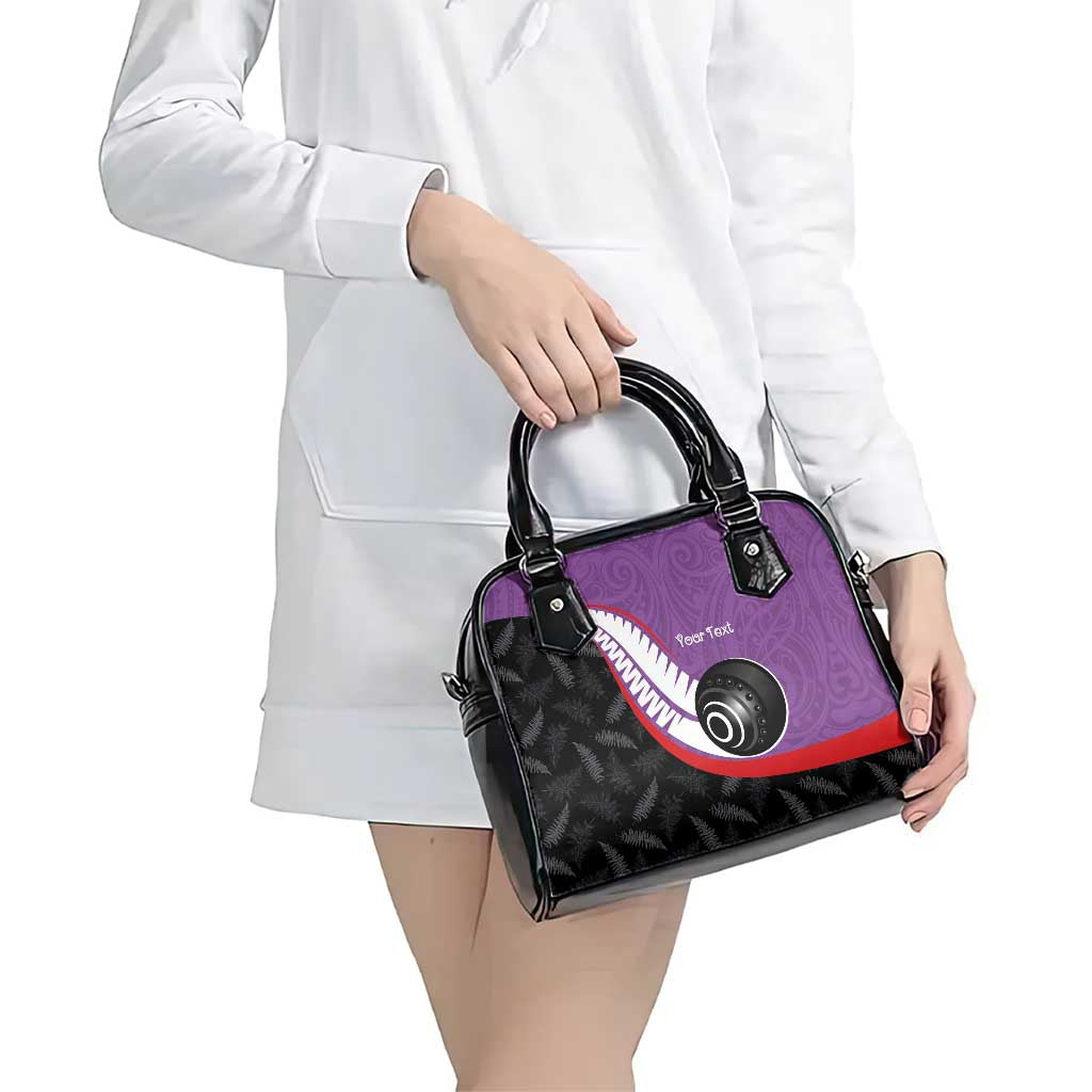 Personalised Aotearoa Lawn Bowls Shoulder Handbag Maori and Silver Fern Sporty Style Purple Color - Aussie Hoodie