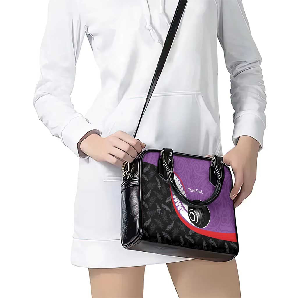 Personalised Aotearoa Lawn Bowls Shoulder Handbag Maori and Silver Fern Sporty Style Purple Color - Aussie Hoodie
