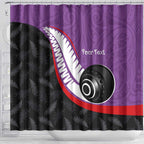 Personalised Aotearoa Lawn Bowls Shower Curtain Maori and Silver Fern Sporty Style Purple Color - Aussie Hoodie