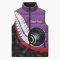 Personalised Aotearoa Lawn Bowls Sleeveless Puffer Jacket Maori and Silver Fern Sporty Style Purple Color - Aussie Hoodie