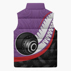 Personalised Aotearoa Lawn Bowls Sleeveless Puffer Jacket Maori and Silver Fern Sporty Style Purple Color - Aussie Hoodie