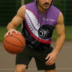 Personalised Aotearoa Lawn Bowls Sleeveless Zip Hoodie Maori and Silver Fern Sporty Style Purple Color - Aussie Hoodie