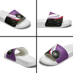 Personalised Aotearoa Lawn Bowls Slide Sandals Maori and Silver Fern Sporty Style Purple Color - Aussie Hoodie