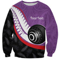 Personalised Aotearoa Lawn Bowls Sweatshirt Maori and Silver Fern Sporty Style Purple Color - Aussie Hoodie