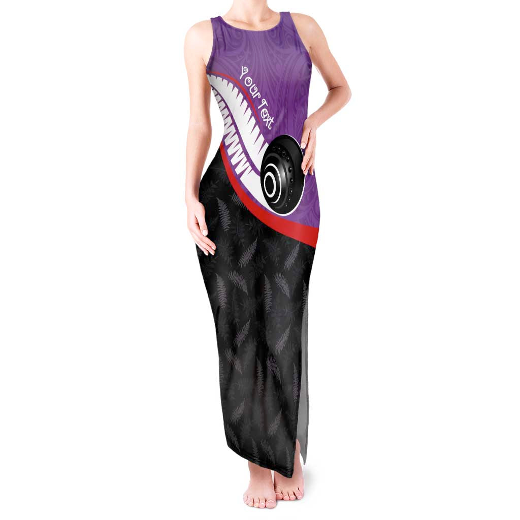 Personalised Aotearoa Lawn Bowls Tank Maxi Dress Maori and Silver Fern Sporty Style Purple Color - Aussie Hoodie