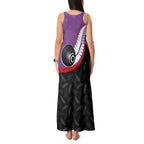 Personalised Aotearoa Lawn Bowls Tank Maxi Dress Maori and Silver Fern Sporty Style Purple Color - Aussie Hoodie