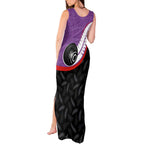 Personalised Aotearoa Lawn Bowls Tank Maxi Dress Maori and Silver Fern Sporty Style Purple Color - Aussie Hoodie