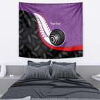 Personalised Aotearoa Lawn Bowls Tapestry Maori and Silver Fern Sporty Style Purple Color - Aussie Hoodie