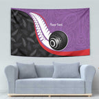 Personalised Aotearoa Lawn Bowls Tapestry Maori and Silver Fern Sporty Style Purple Color - Aussie Hoodie