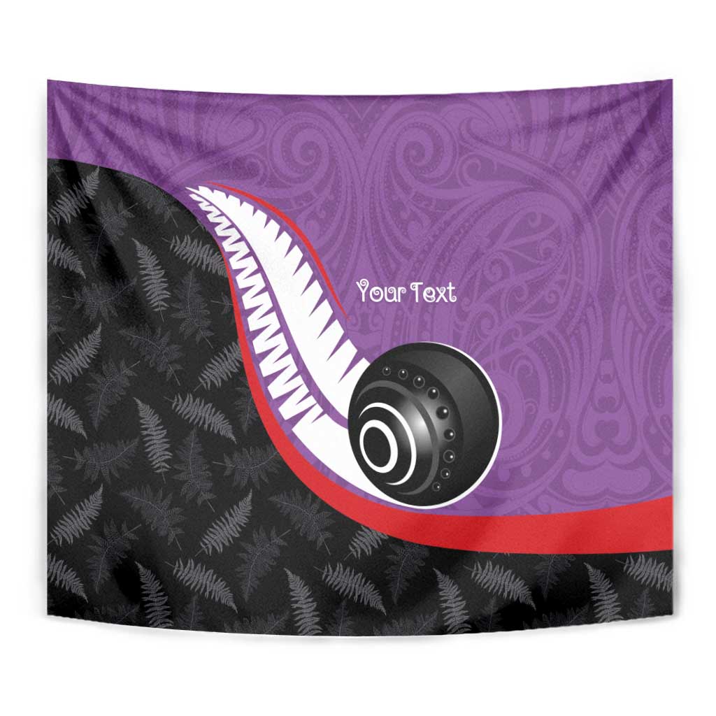 Personalised Aotearoa Lawn Bowls Tapestry Maori and Silver Fern Sporty Style Purple Color - Aussie Hoodie