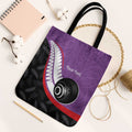 Personalised Aotearoa Lawn Bowls Tote Bag Maori and Silver Fern Sporty Style Purple Color - Aussie Hoodie