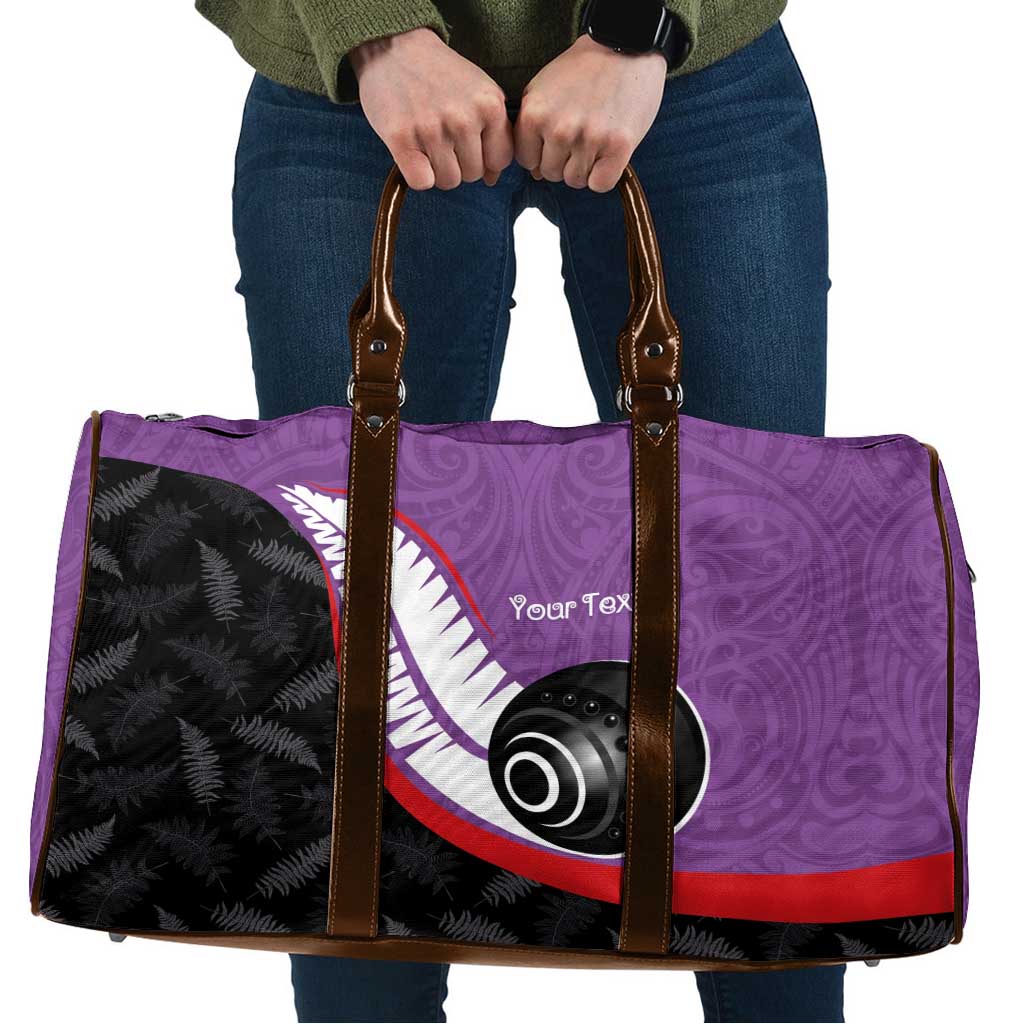 Personalised Aotearoa Lawn Bowls Travel Bag Maori and Silver Fern Sporty Style Purple Color - Aussie Hoodie