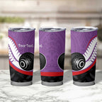 Personalised Aotearoa Lawn Bowls Tumbler Cup Maori and Silver Fern Sporty Style Purple Color - Aussie Hoodie