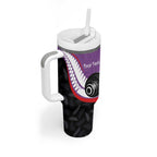 Personalised Aotearoa Lawn Bowls Tumbler With Handle Maori and Silver Fern Sporty Style Purple Color - Aussie Hoodie