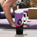 Personalised Aotearoa Lawn Bowls Tumbler With Handle Maori and Silver Fern Sporty Style Purple Color - Aussie Hoodie