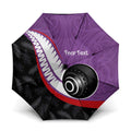 Personalised Aotearoa Lawn Bowls Umbrella Maori and Silver Fern Sporty Style Purple Color - Aussie Hoodie