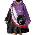 Personalised Aotearoa Lawn Bowls Wearable Blanket Hoodie Maori and Silver Fern Sporty Style Purple Color - Aussie Hoodie