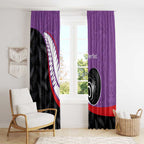 Personalised Aotearoa Lawn Bowls Window Curtain Maori and Silver Fern Sporty Style Purple Color - Aussie Hoodie