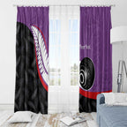Personalised Aotearoa Lawn Bowls Window Curtain Maori and Silver Fern Sporty Style Purple Color - Aussie Hoodie