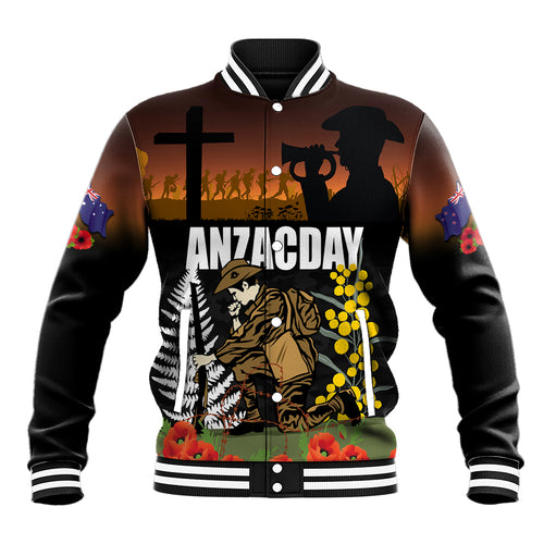 New Zealand and Australia ANZAC Day Baseball Jacket Soldier and Last Post Camouflage Pattern