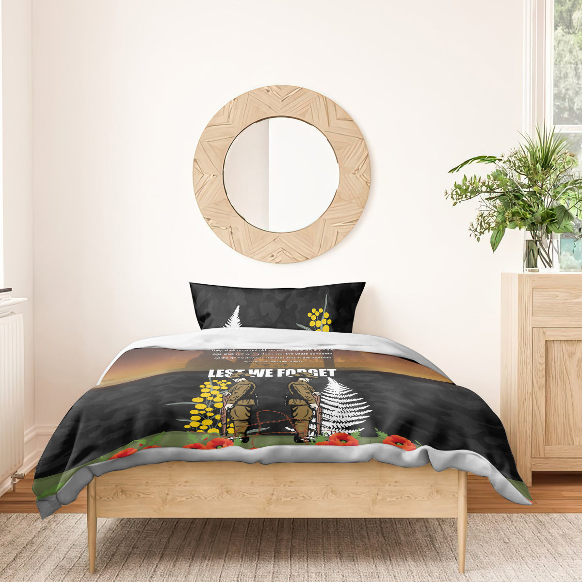 New Zealand and Australia ANZAC Day Bedding Set Soldier and Last Post Camouflage Pattern
